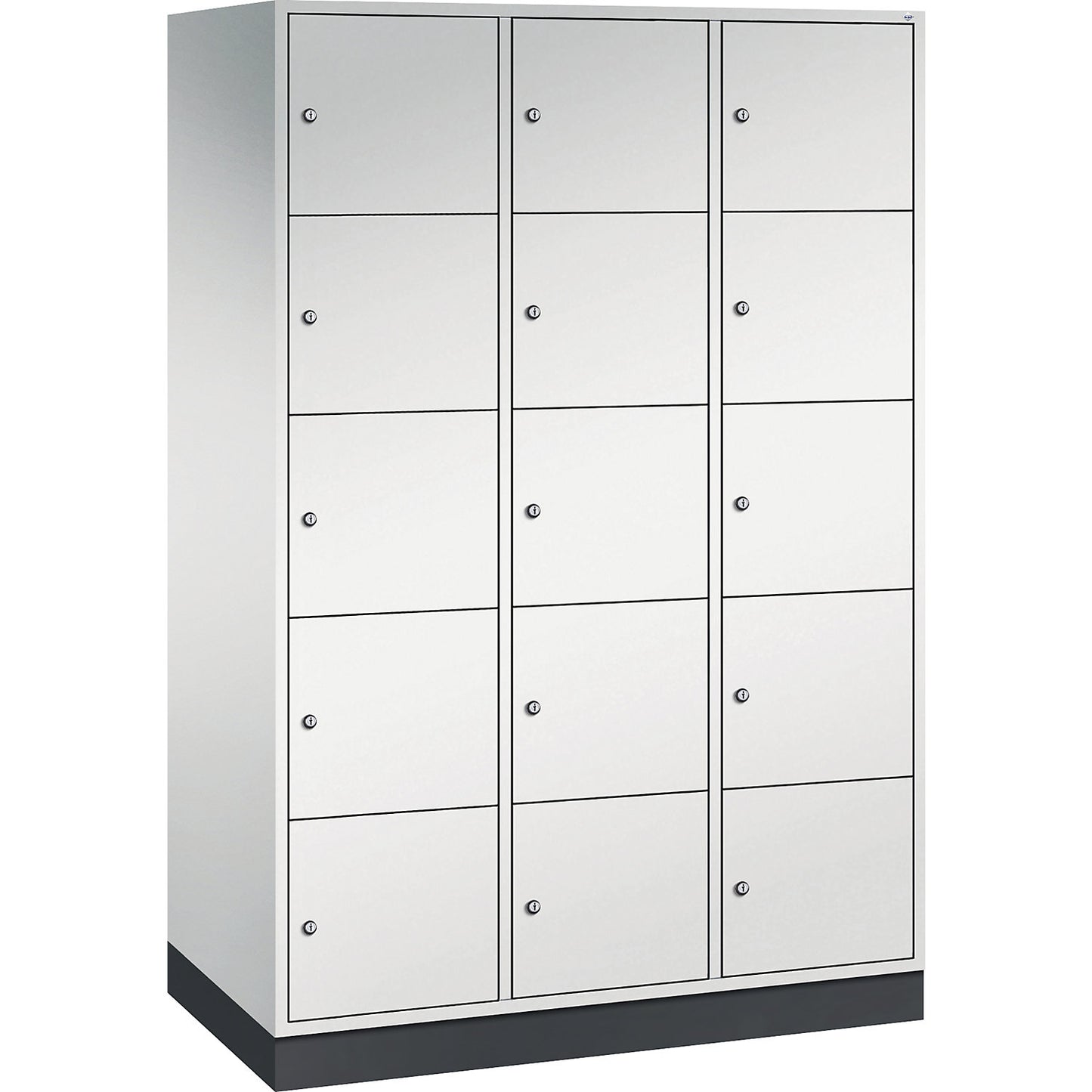 Intro 5-fold compartment locker, 3 compartments, light grey, WxD 1220 x 600 mm.