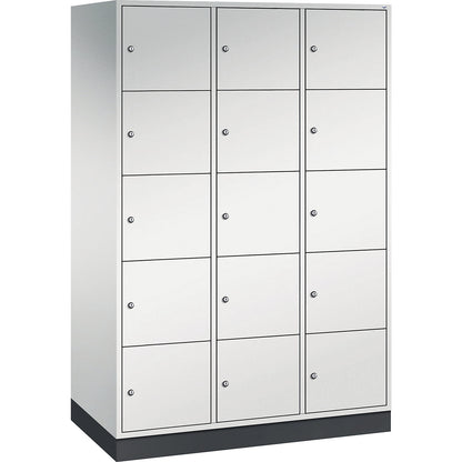 Intro 5-fold compartment locker, 3 compartments, light grey, WxD 1220 x 600 mm.