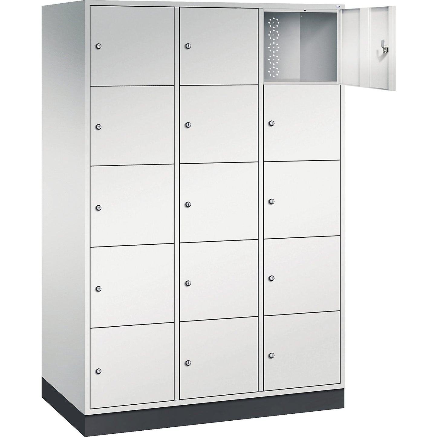 Intro 5-fold compartment locker, 3 compartments, light grey, WxD 1220 x 600 mm.