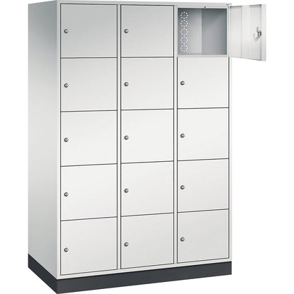 Intro 5-fold compartment locker, 3 compartments, light grey, WxD 1220 x 600 mm.