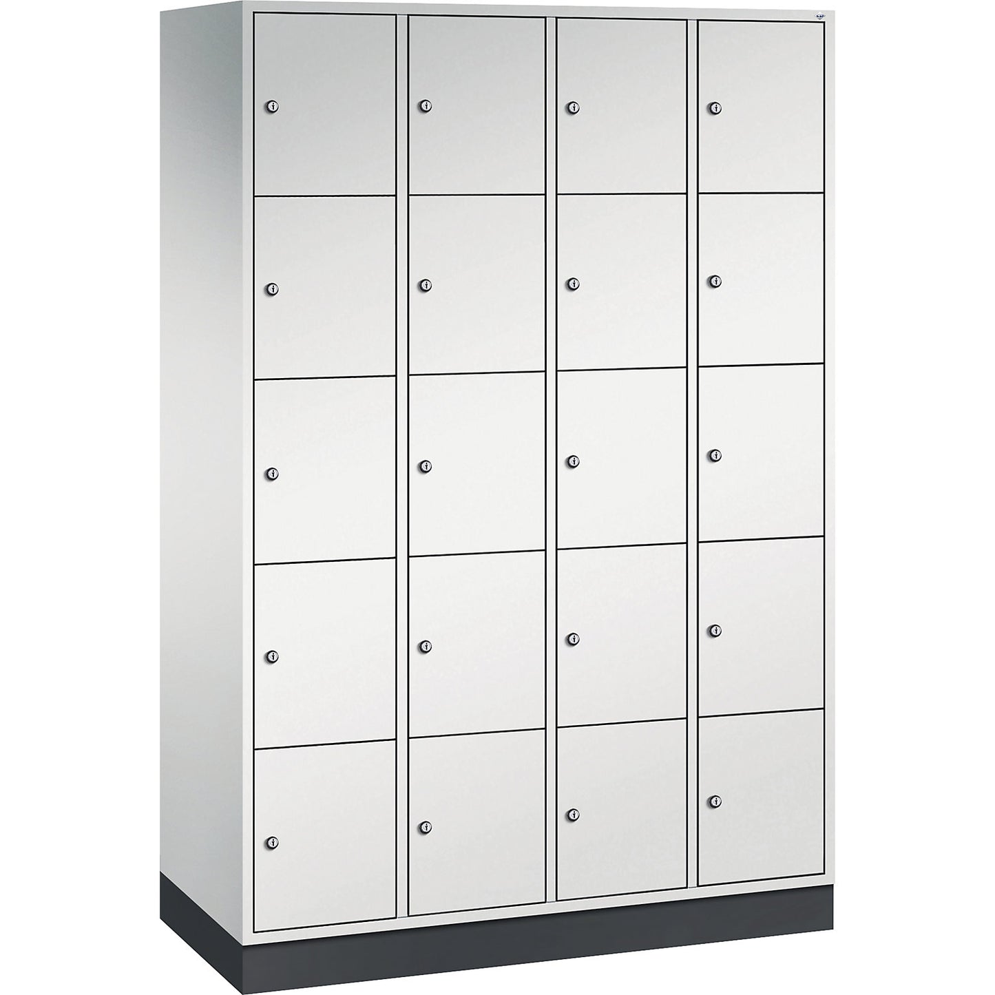 Intro 5-fold compartment locker, 4 compartments, light grey, WxD 1220 x 500 mm.