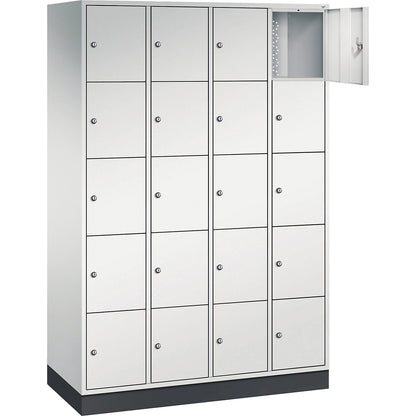 Intro 5-fold compartment locker, 4 compartments, light grey, WxD 1220 x 500 mm.