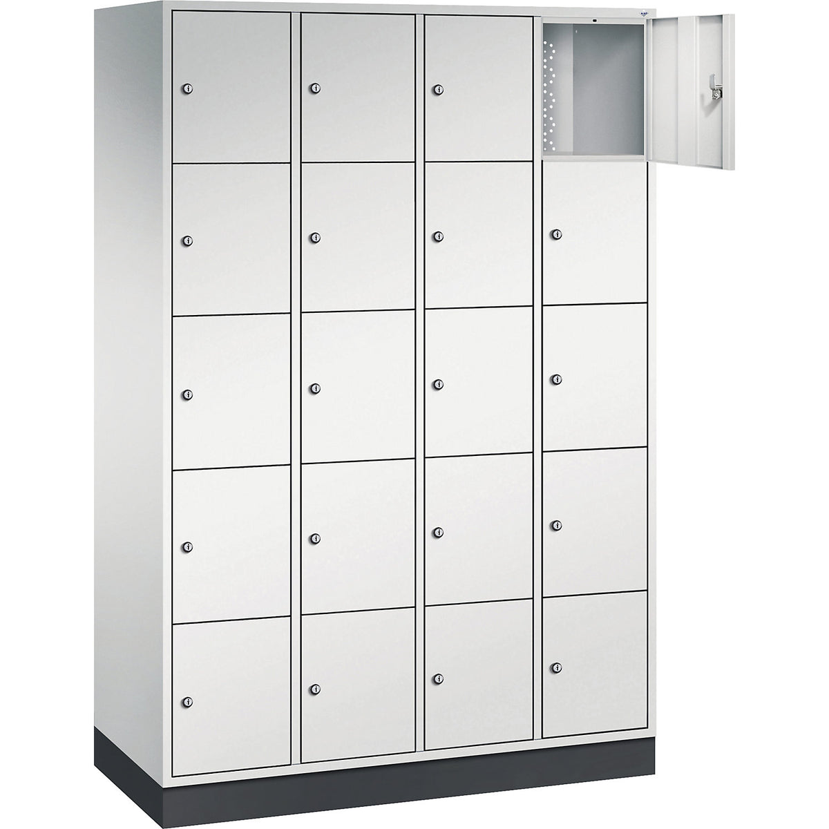 Intro 5-fold compartment locker, 4 compartments, light grey, WxD 1220 x 500 mm.