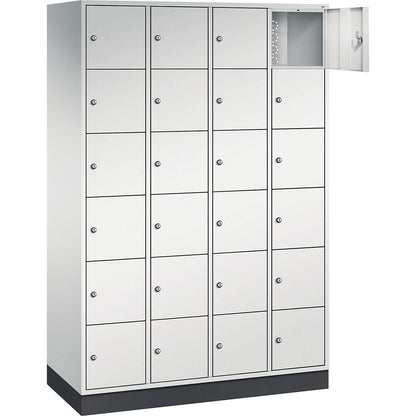 Intro 6-fold compartment locker, 4 compartments, light grey body, light grey doors.