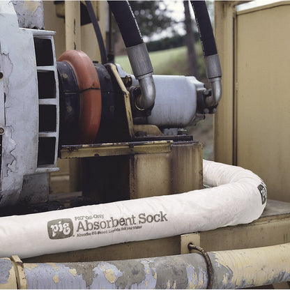 Oil-Only absorbent sheeting sock, pack of 12, Ø 80 mm, length 1220 mm.