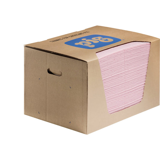 HazMat absorbent sheeting mat, heavyweight version, in dispenser box, WxL 380 x 510 mm, pack of 100.