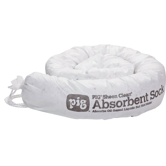 SHEEN Clean® Oil-Only absorbent sheeting sock, length 1220 mm, pack of 12, 45 l/pack, Ø 80 mm.