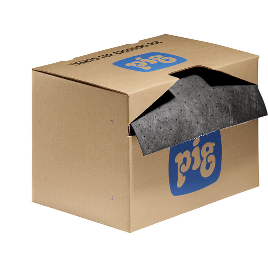 Universal absorbent sheeting roll, length 46 m, width 380 mm, in dispenser box.