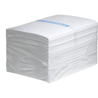 Oil-Only absorbent sheeting mat, medium weight version, pack of 125, WxL 380 x 510 mm, in dispenser box.