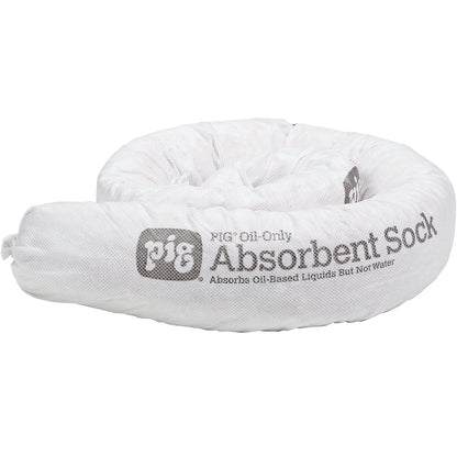 Oil-Only absorbent sheeting sock, pack of 12, Ø 80 mm, length 1220 mm.
