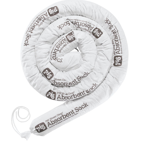 SHEEN Clean® Oil-Only absorbent sheeting sock, length 3000 mm, pack of 6, 56.8 l/pack, Ø 80 mm.