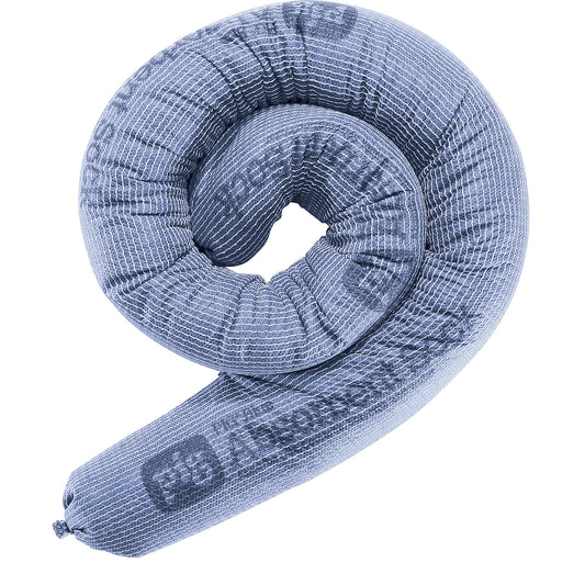 BLUE universal absorbent sheeting sock, length 1220 mm, Ø 80 mm, pack of 20.
