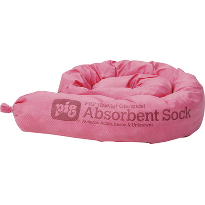 HazMat absorbent sheeting sock for chemicals, length 1.17 m, pack of 12, absorbs 36 l/pack.