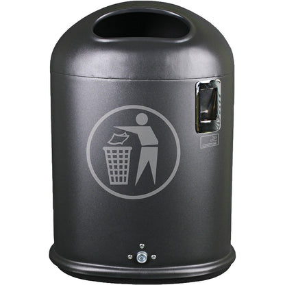 Waste collector for outdoor areas, capacity 45 l, WxHxD 425 x 590 x 330 mm, charcoal.