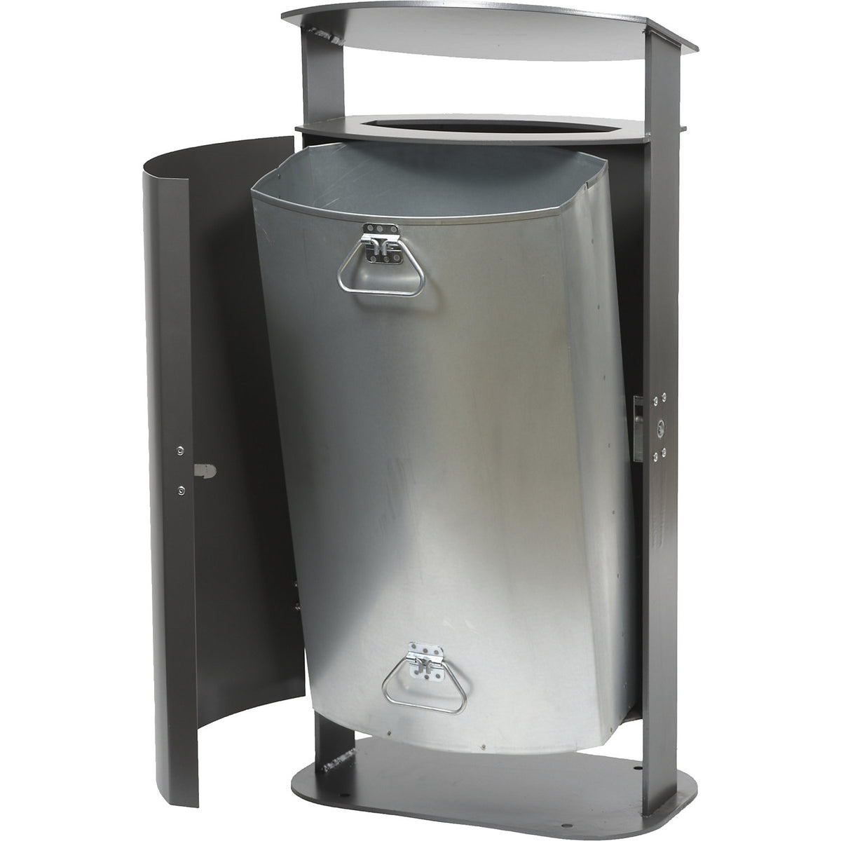 Outdoor waste collector, capacity 70 l, HxWxD 1000 x 475 x 340 mm, charcoal.