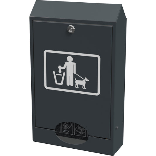 Dog poop bag dispenser, HxWxD 510 x 315 x 105 mm, charcoal.