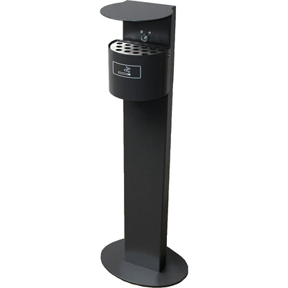 Semi-round pedestal ashtray, capacity 2 l, with hood, charcoal, square stand.