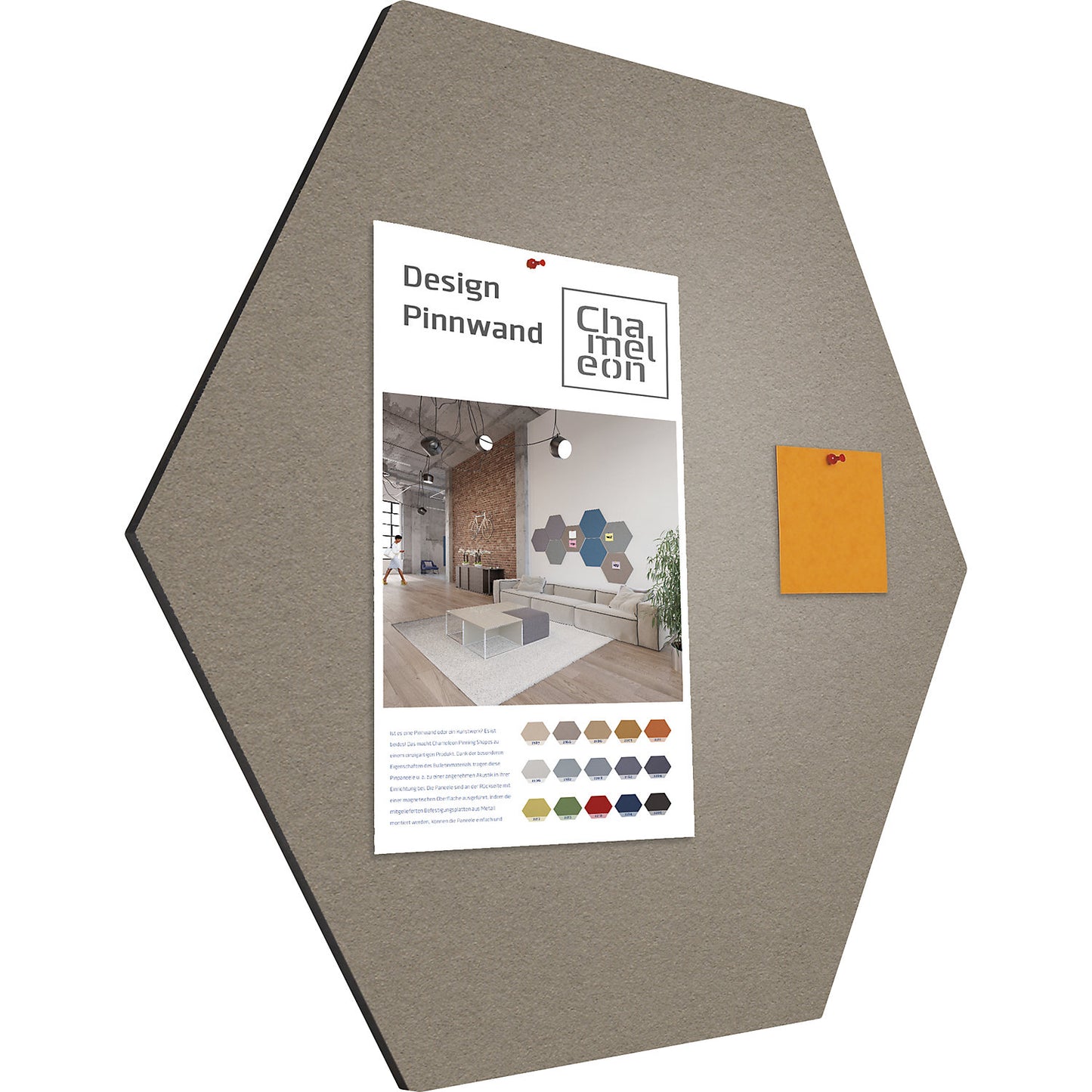 Hexagonal designer pin board, cork, WxH 600 x 600 mm, taupe.