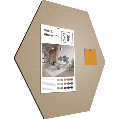 Hexagonal designer pin board, cork, WxH 600 x 600 mm, beige.