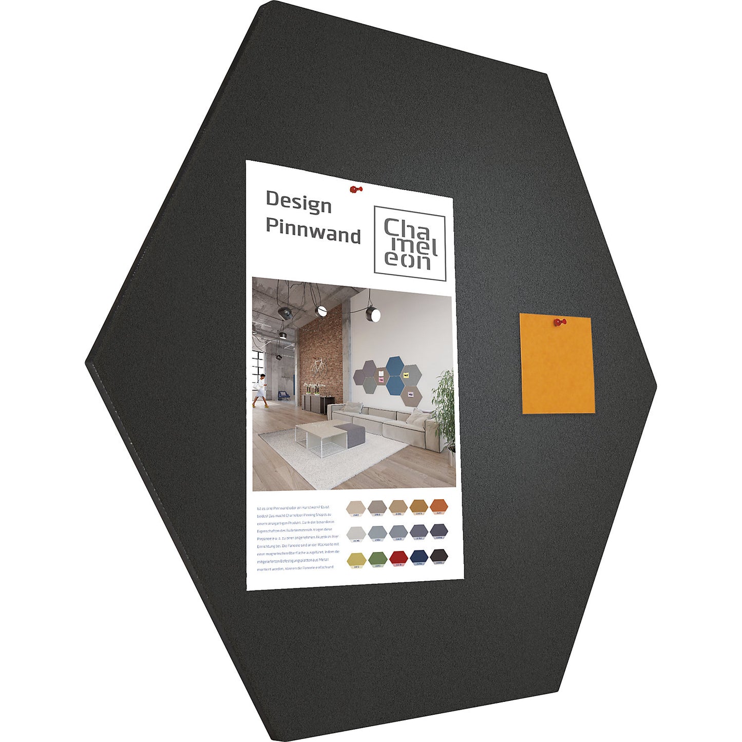 Hexagonal designer pin board, cork, WxH 600 x 600 mm, black.