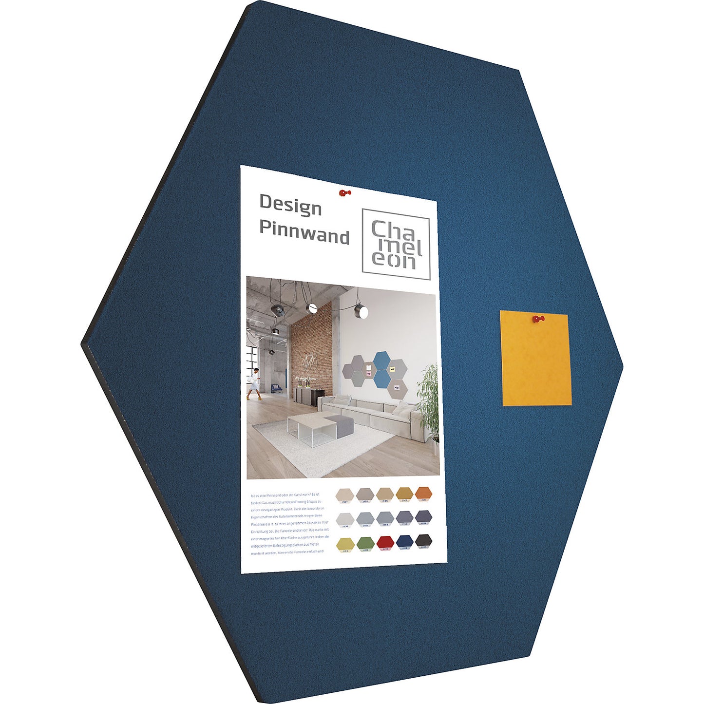 Hexagonal designer pin board, cork, WxH 600 x 600 mm, dark blue.