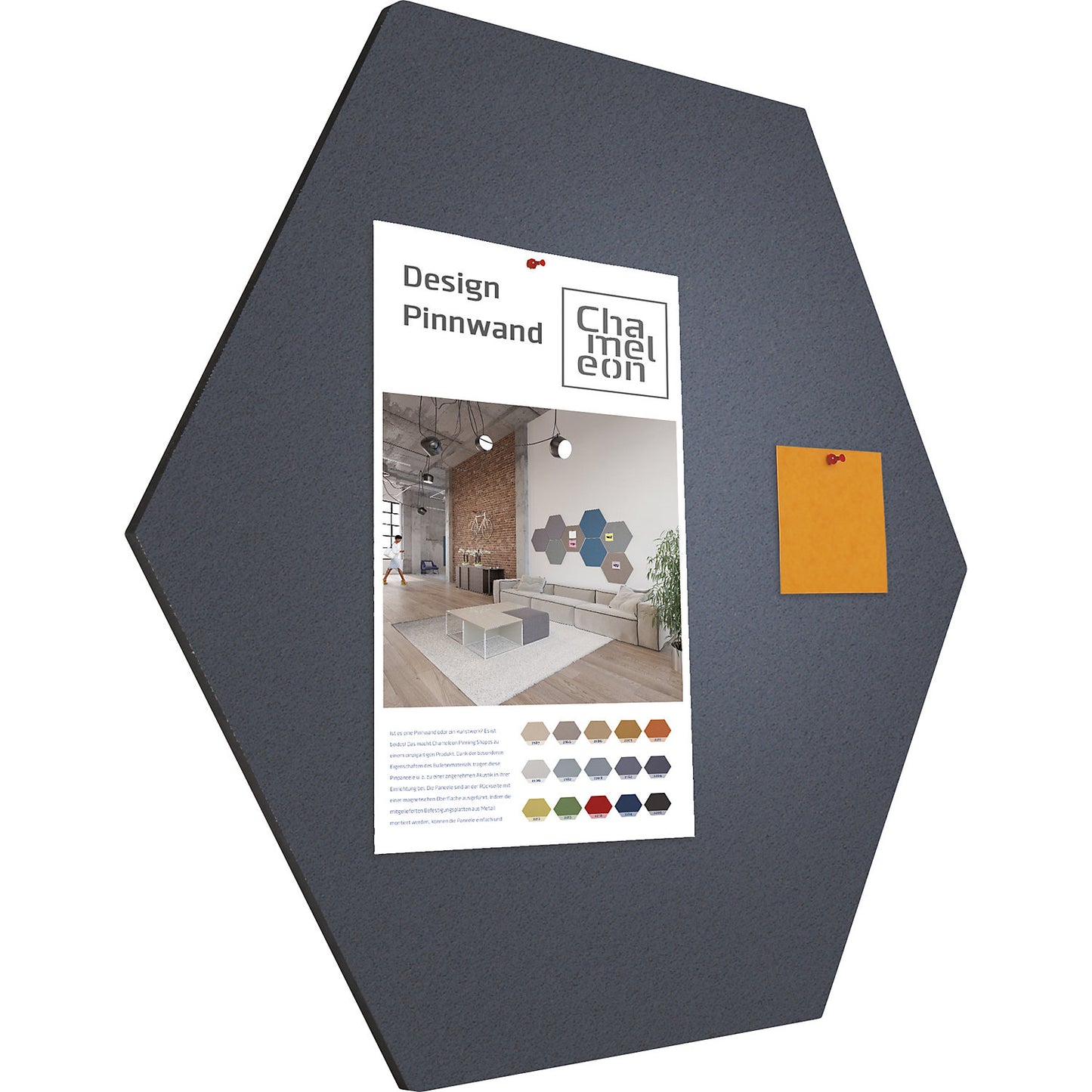 Hexagonal designer pin board, cork, WxH 600 x 600 mm, charcoal.