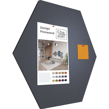 Hexagonal designer pin board, cork, WxH 600 x 600 mm, charcoal.