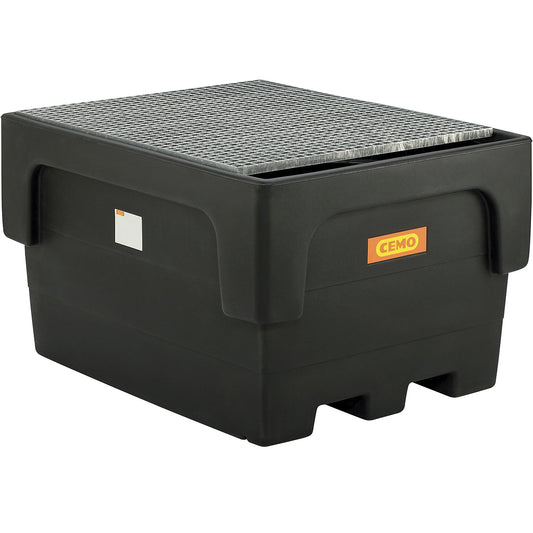 PE sump tray for IBC/CTC tank containers, for 1 x IBC/CTC, with steel grate.