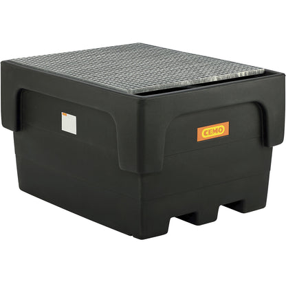 PE sump tray for IBC/CTC tank containers, for 1 x IBC/CTC, with steel grate.