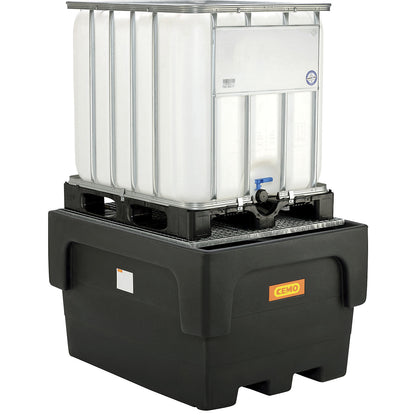 PE sump tray for IBC/CTC tank containers, for 1 x IBC/CTC, with steel grate.