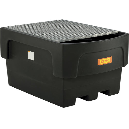 PE sump tray for IBC/CTC tank containers, for 1 x IBC/CTC filling attachment container, with steel grate.