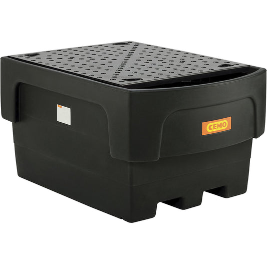 PE sump tray for IBC/CTC tank containers, for 1 x IBC/CTC filling attachment container, with PE perforated panel.
