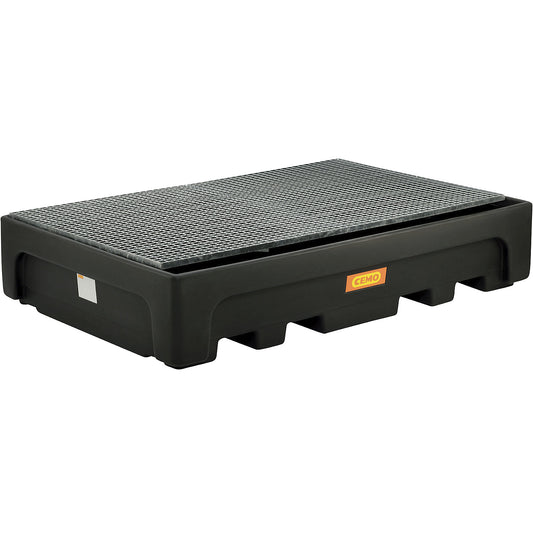 PE sump tray for IBC/CTC tank containers, for 2 x IBC/CTC, with steel grate.