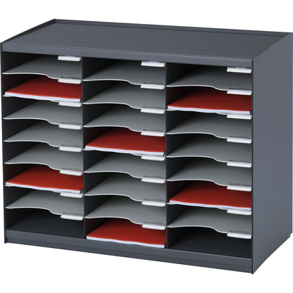 Sorting station, made of polystyrene, 24 compartments, charcoal.
