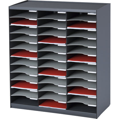 Sorting station, made of polystyrene, 36 compartments, charcoal.