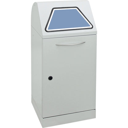 Recyclable waste container, manually operated access flap, with waste bag holder, capacity 60 l, light grey.