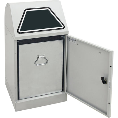 Recyclable waste container, manually operated access flap, with inner container, capacity 45 L, light grey.