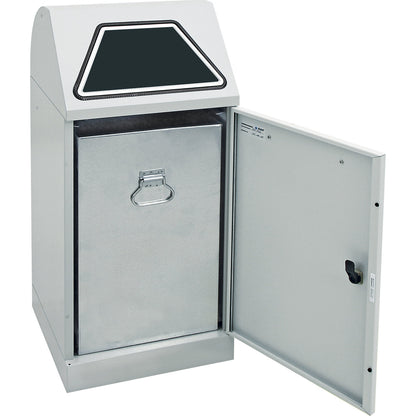 Recyclable waste container, manually operated access flap, with inner container, capacity 60 l, light grey.