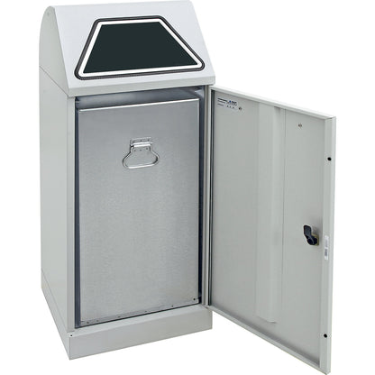 Recyclable waste container, manually operated access flap, with inner container, capacity 75 L, light grey.