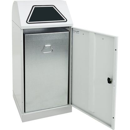 Recyclable waste container, manually operated access flap, with inner container, capacity 120 L, light grey.
