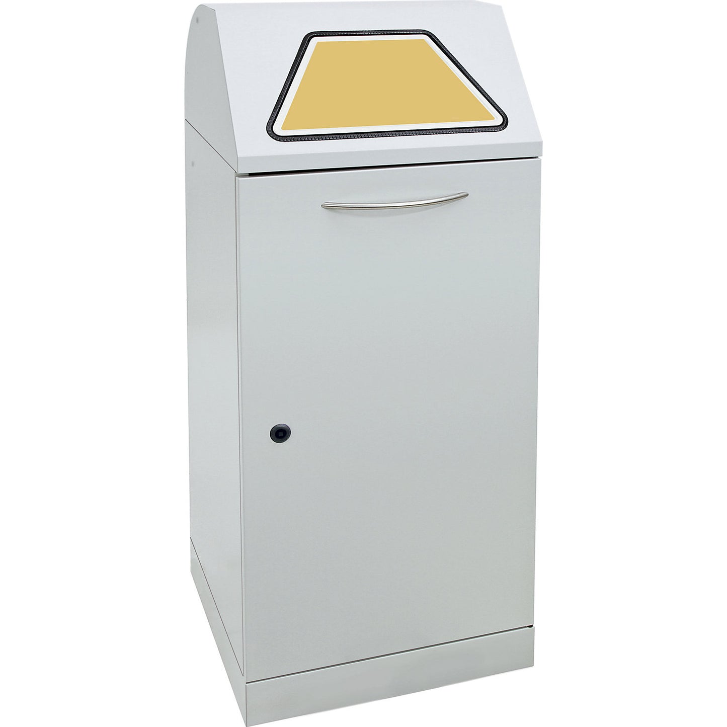 Recyclable waste container, manually operated access flap, with inner container, capacity 120 L, light grey.