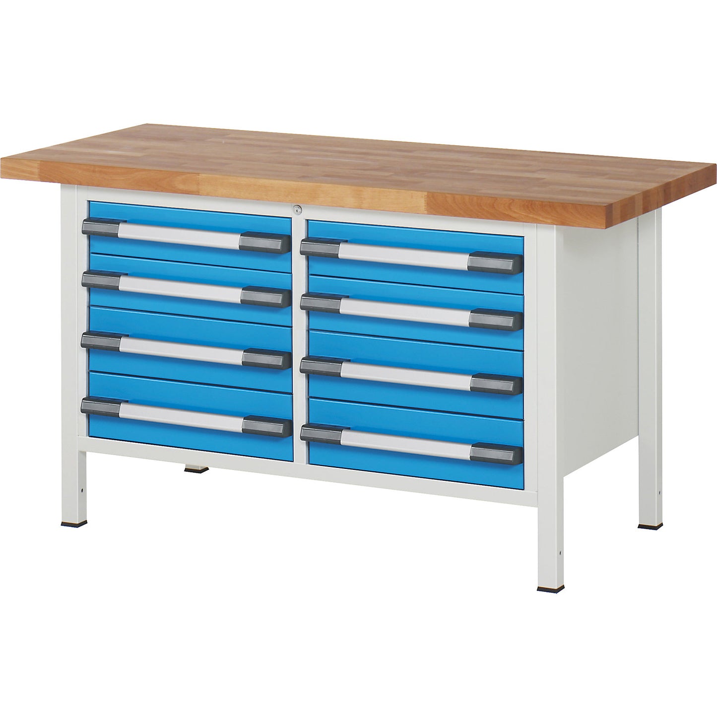 Workbench, Series 8000 frame construction, 8 drawers, WxD 1500 x 700 mm.