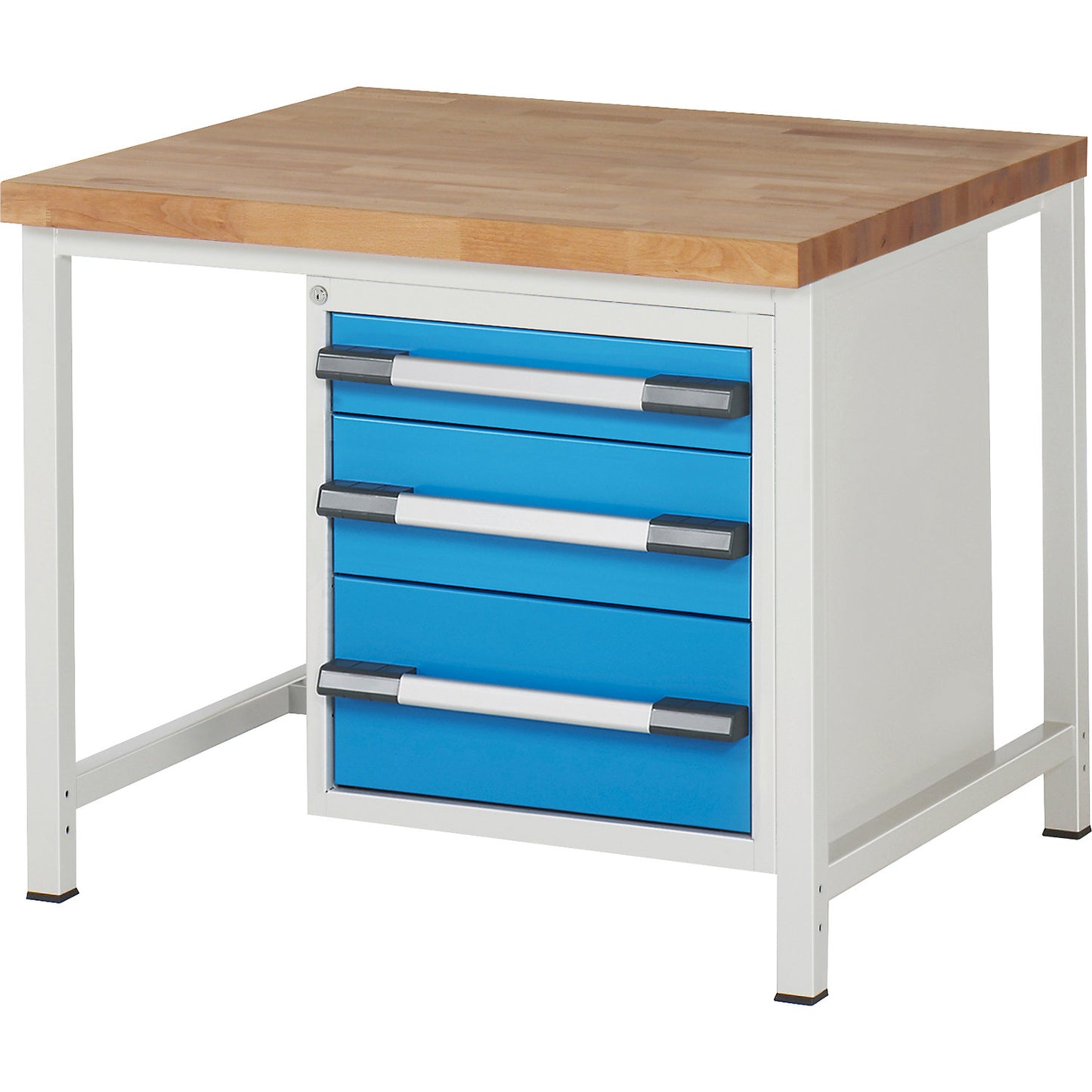 Workbench, Series 8000 frame construction, 3 drawers: 1 x 120, 1 x 180, 1 x 240 mm, WxD 1000 x 900 mm.