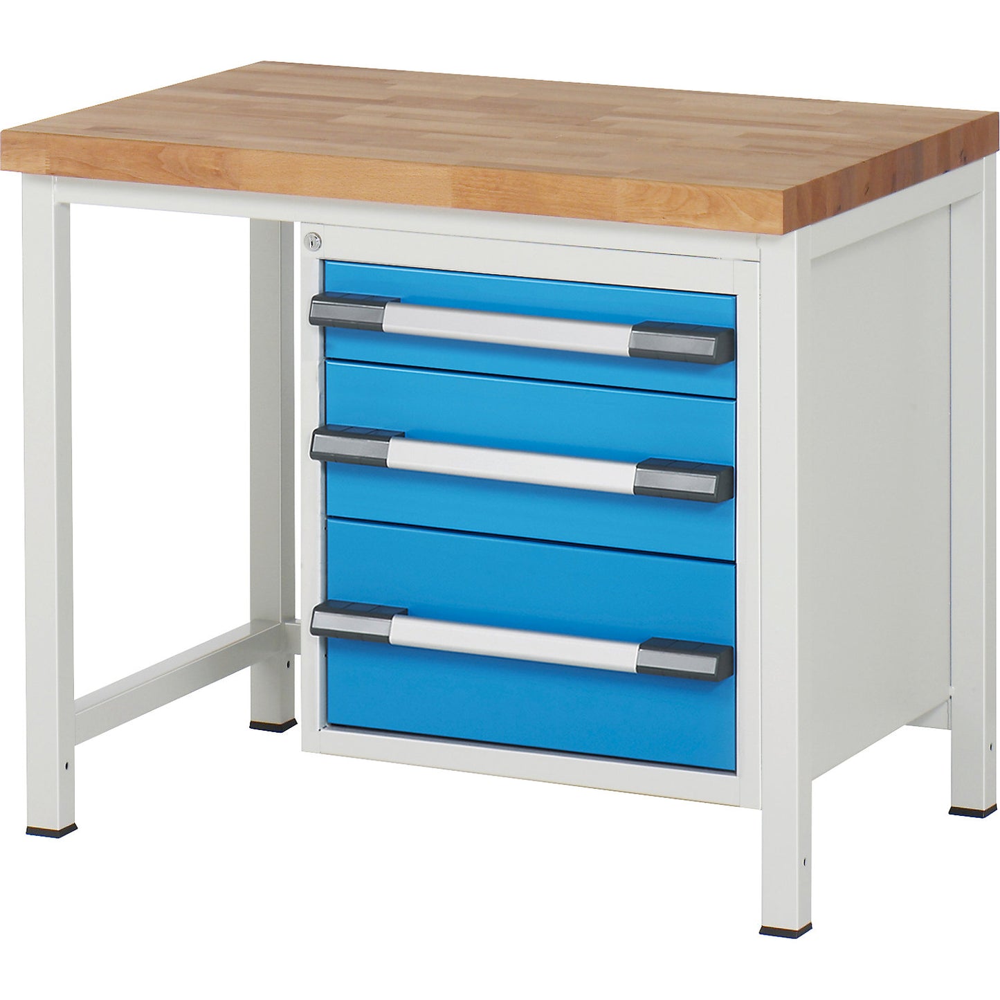 Workbench, Series 8000 frame construction, 3 drawers: 1 x 120, 1 x 180, 1 x 240 mm, WxD 1000 x 700 mm.