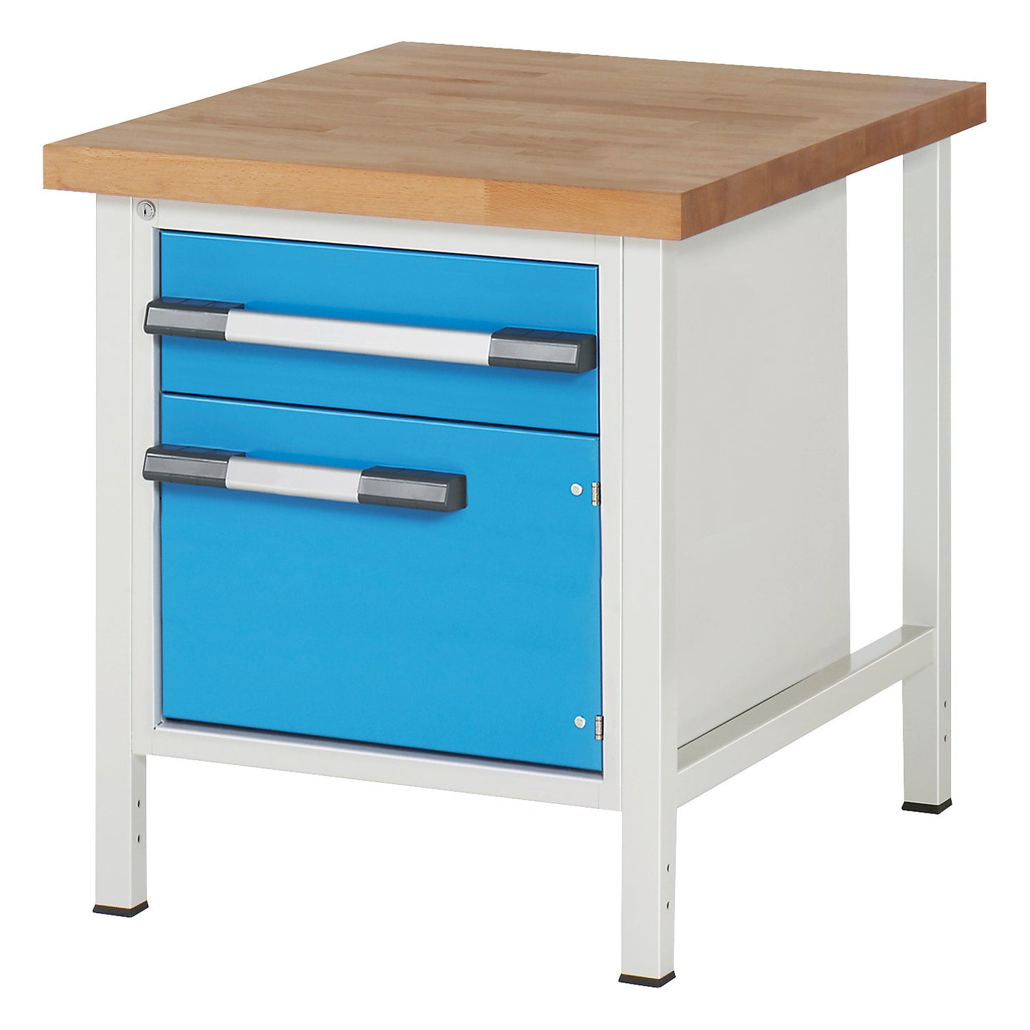 Workbench, Series 8000 frame construction, 1 x 180 mm drawer, 1 x 360 mm door, WxD 750 x 900 mm.