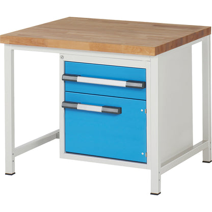 Workbench, Series 8000 frame construction, 1 x 180 mm drawer, 1 x 360 mm door, WxD 1000 x 900 mm.
