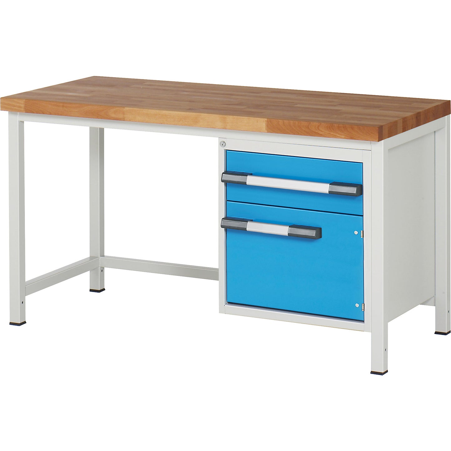 Workbench, Series 8000 frame construction, 1 x 180 mm drawer, 1 x 360 mm door, WxD 1500 x 700 mm.