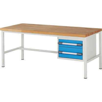 Workbench, Series 8000 frame construction, 2 drawers: 1 x 150 mm, 1 x 210 mm, WxD 2000 x 900 mm.
