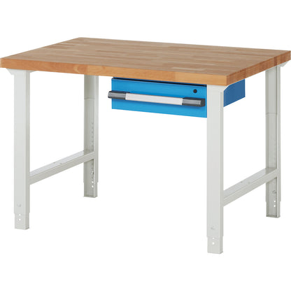 Workbench with suspended drawers, modular system series 7000, 1 single drawer, 2 feet, WxD 1250 x 900 mm.