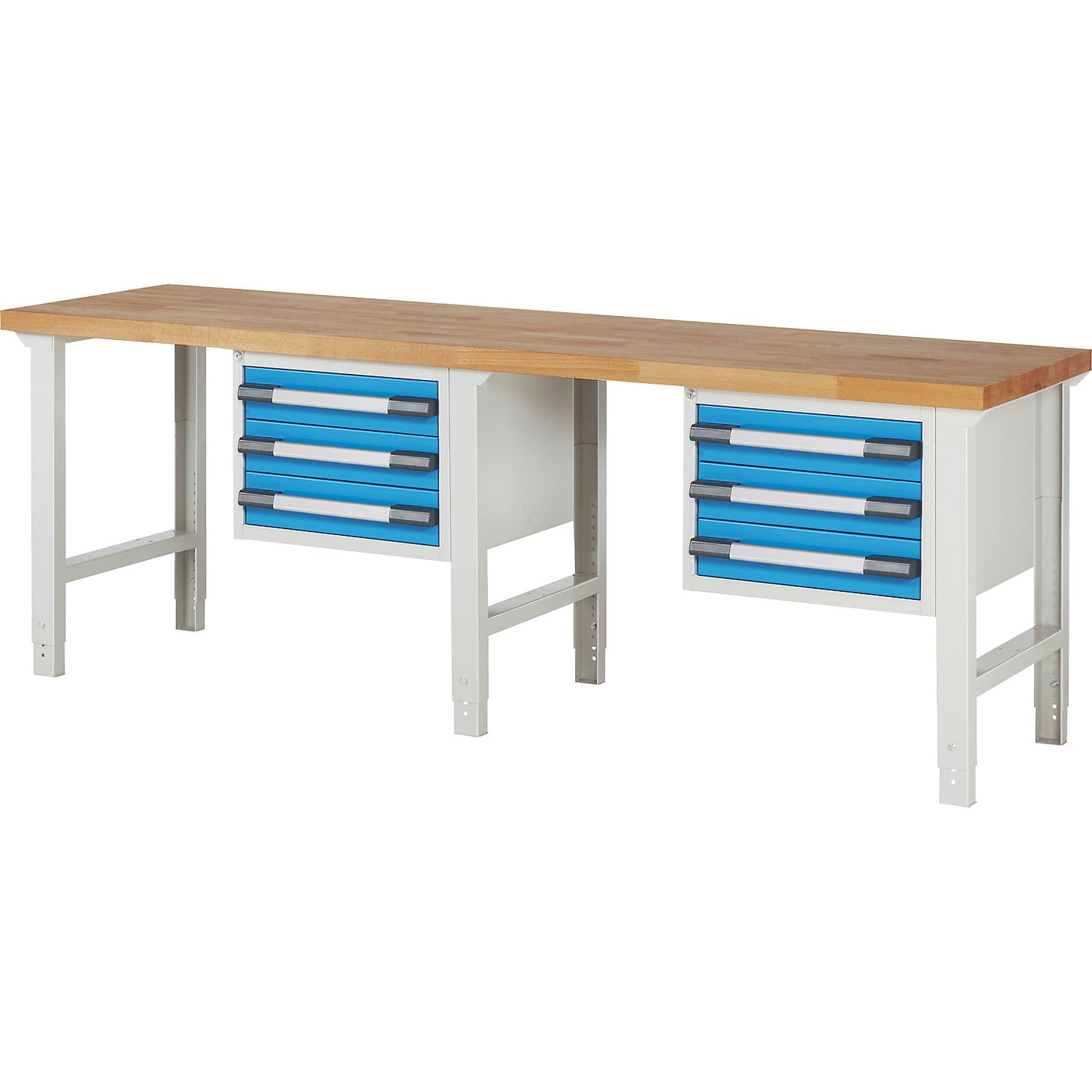 Workbench, Series 7000 modular system, 6 drawers, WxD 2500 x 700 mm.